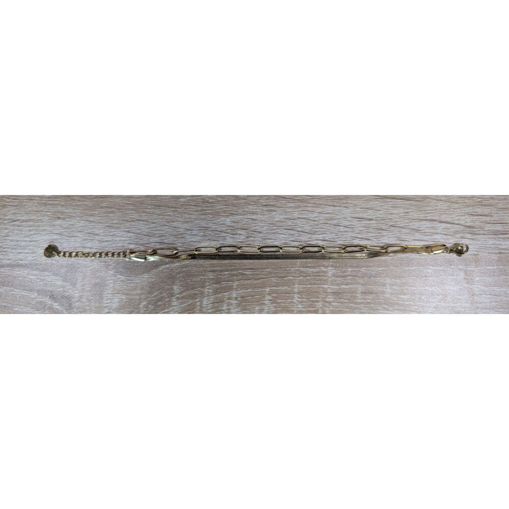 Gold Tone Layered Chain Bracelet Stainless Steel Adjustable Women Jewelry